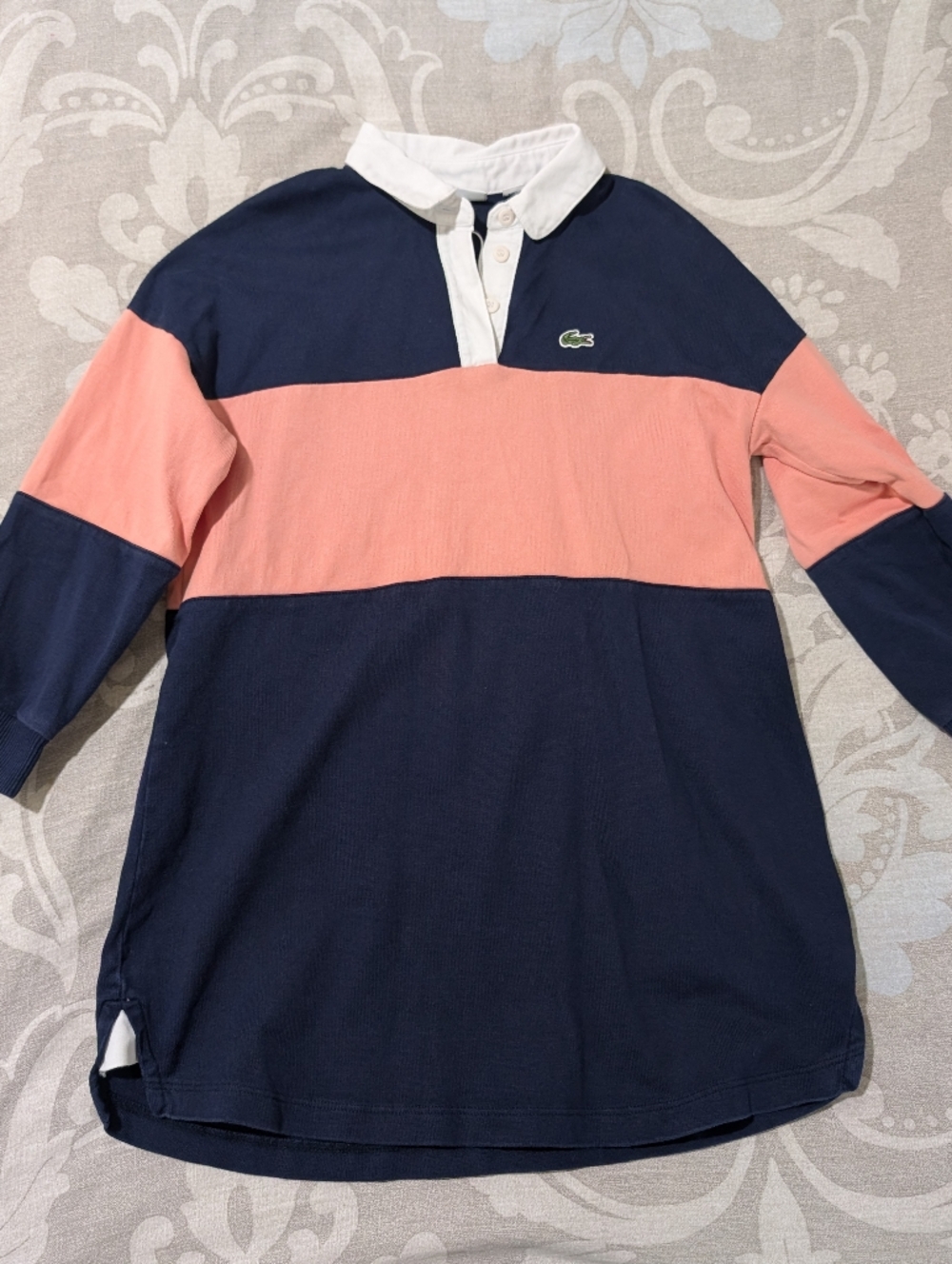 Lacoste Kids Navy & Pink Colorblock Rugby Polo Dress Size 6